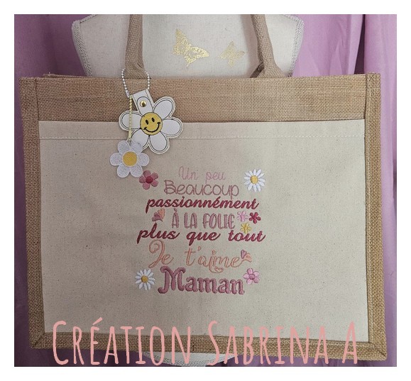 motif de broderie machine je t'aime maman